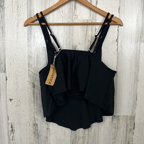 womens cheetah print swim bottoms and black top size L - Picture 6 of 7